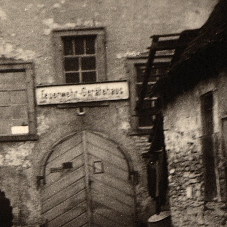 Syangoge Veitsh&ouml;chheim als Feuerwehr-Ger&auml;tehaus, Aufnahme ca. 1950
